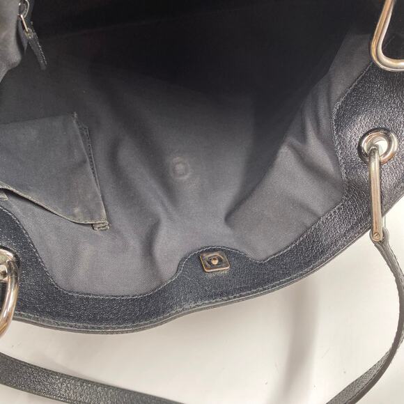 Gucci GG Monogram Eclipse Tote Bag Cloth Canvas Leather Trim Black Y2K Purse - Picture 12 of 16